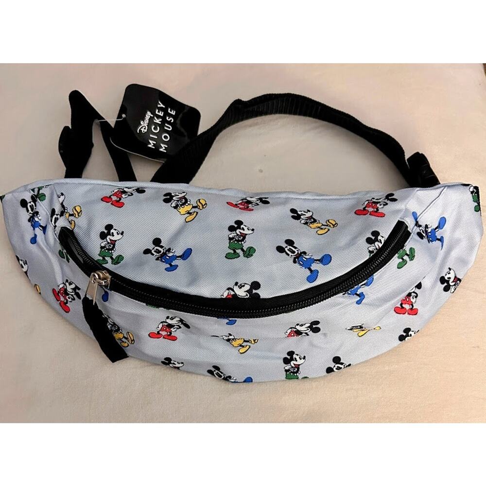 Disney Mickey Mouse Fanny Pack Light Blue Waist Belt Bag Unisex Travel